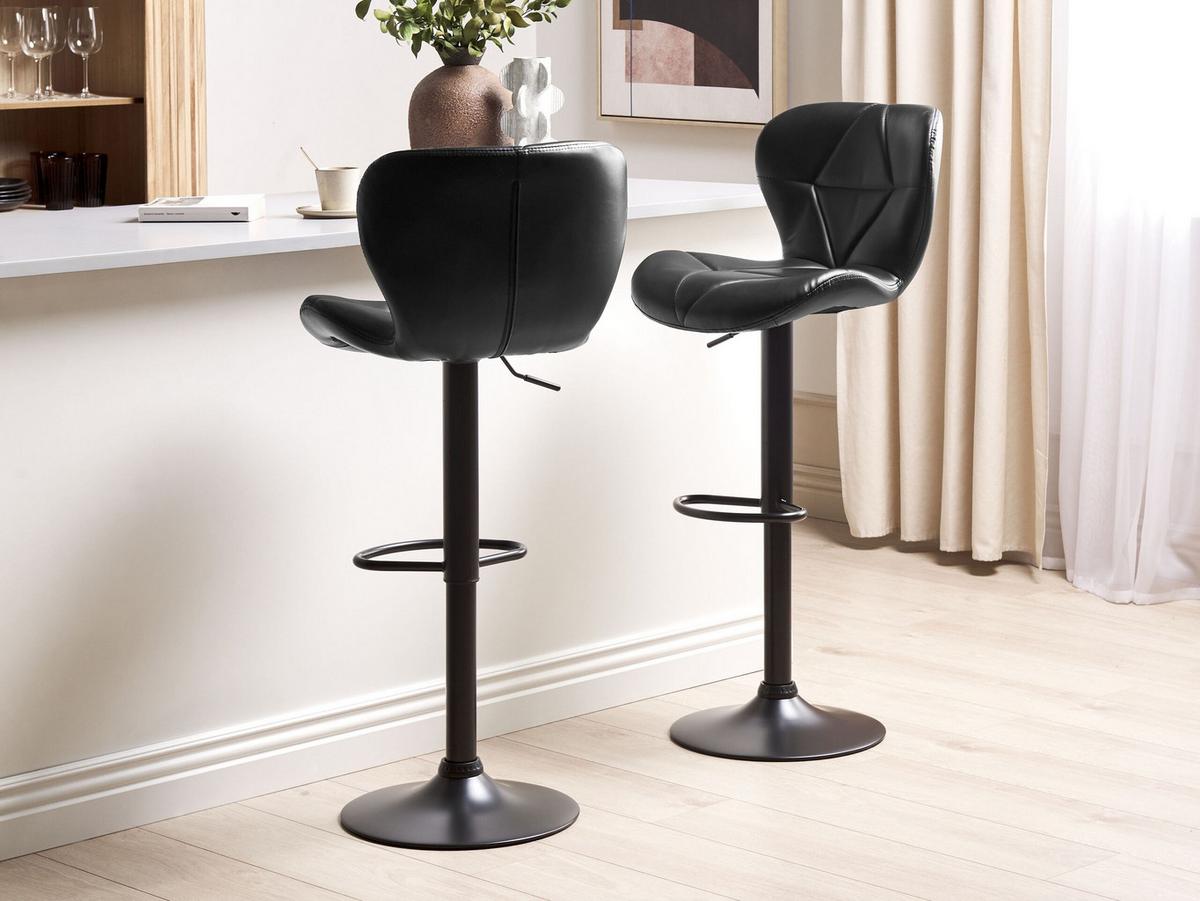 BARHOCKER 2er-Set Kunstleder schwarz höhenverstellbar Valetta - Schwarz, Kunststoff (46/89/51cm) - Beliani