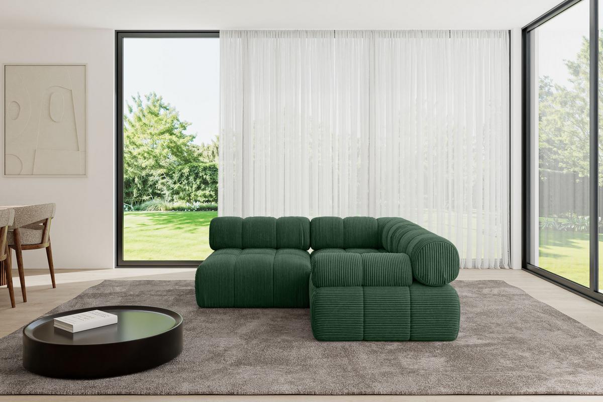 ECKSOFA modulares Sofa Mende-L1 - 190x190x70 cm Grün Cord - Grün, Holzwerkstoff/Textil (190/190cm) - ALTDECOR