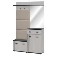 GARDEROBEN-SET Kaschmir, schwarz 4-teilig 120 cm, Flurgarderobe mit viel Stauraum - Kaschmir/Schwarz, Glas/Holzwerkstoff (120/20/32cm) - Inn.Furn