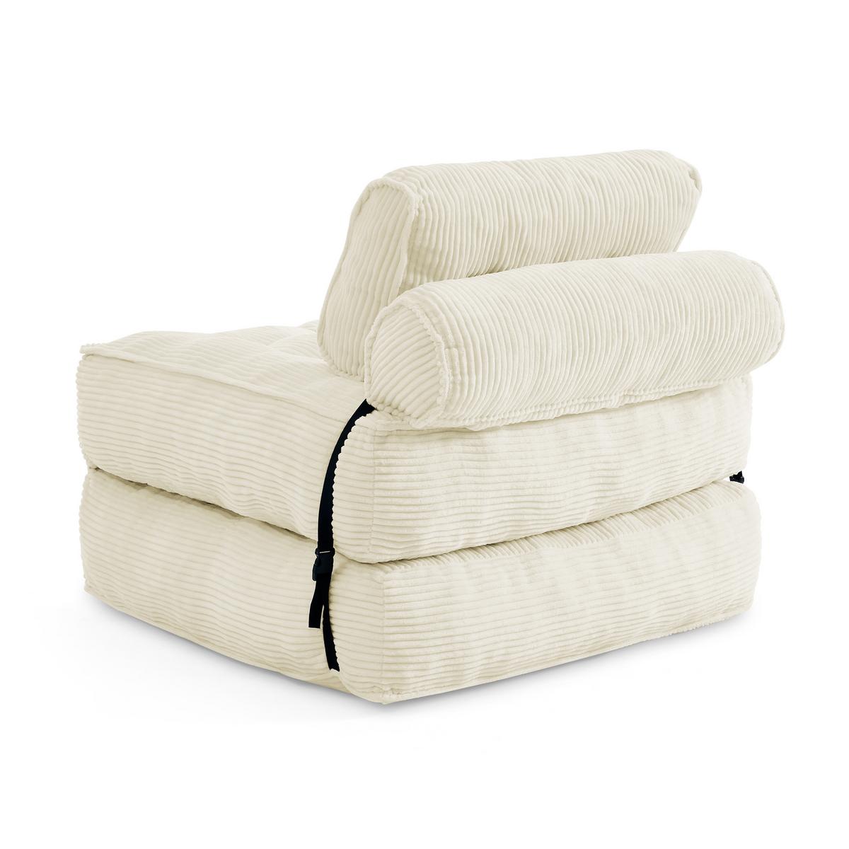 SCHLAFSESSEL 2-in-1 aus weichem cord, klappbar als loungesessel und gästebett - Beige, Kunststoff (85/85/85cm) - Urban Meuble