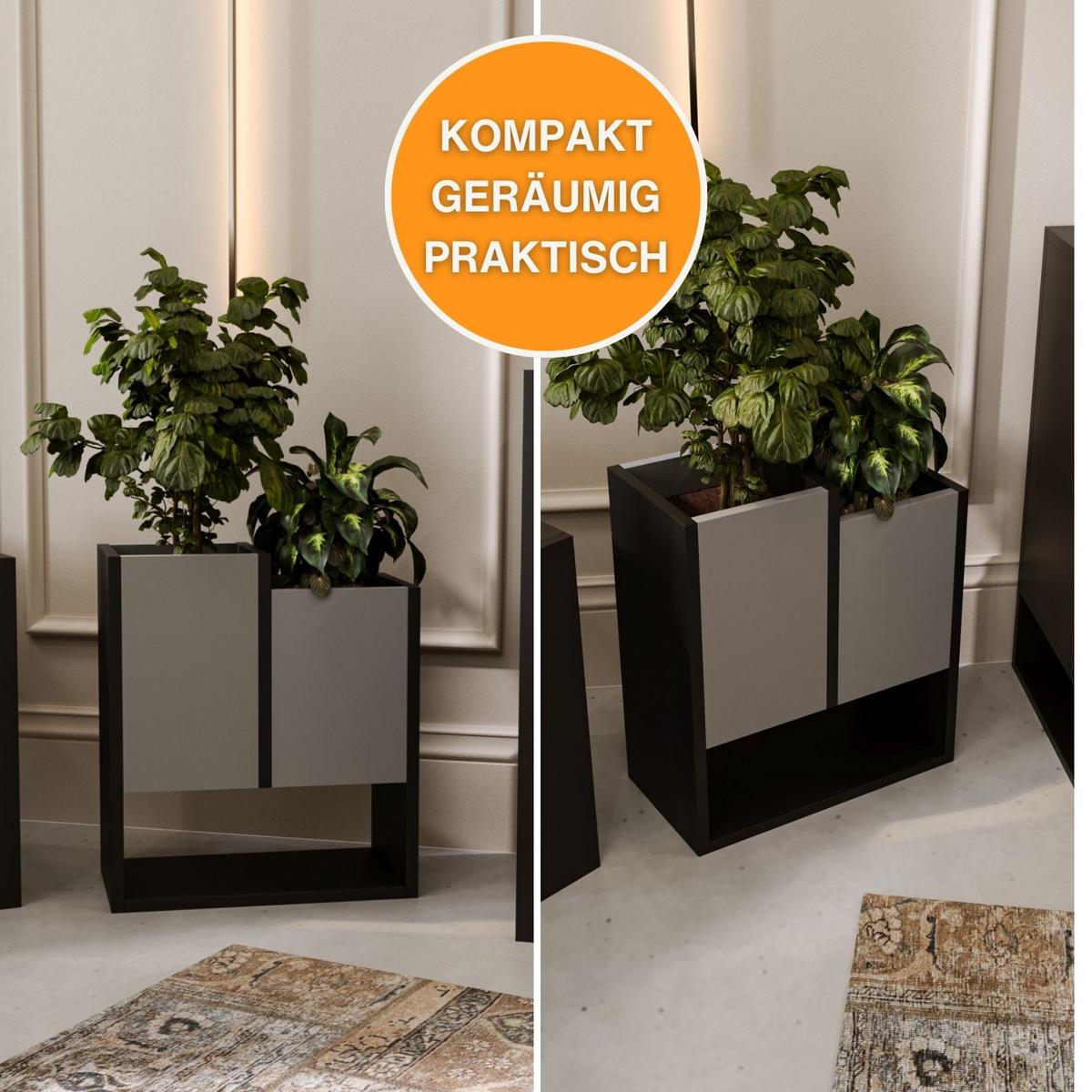 BLUMENKASTEN - Dunkelgrau, Holzwerkstoff (22.6/50/44cm) - RAUMHIRSCH FURNITURE