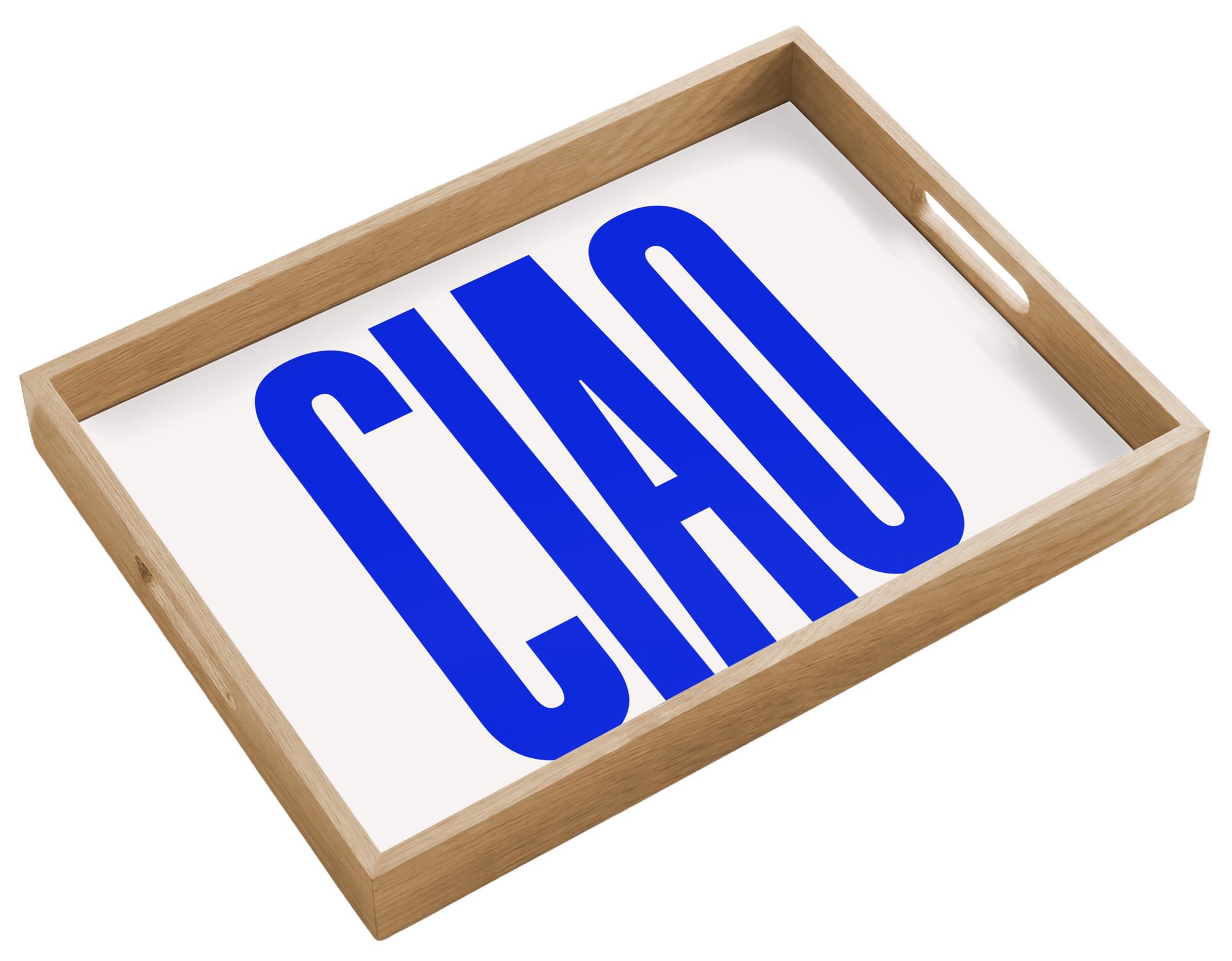 TABLETT Ciao - Großbuchstaben - Blau - Minimalistisch 50x35 cm - Blau, Holz (50/5/5cm) - OnlyWow
