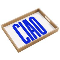 TABLETT Ciao - Großbuchstaben - Blau - Minimalistisch 50x35 cm - Blau, Holz (50/5/5cm) - OnlyWow