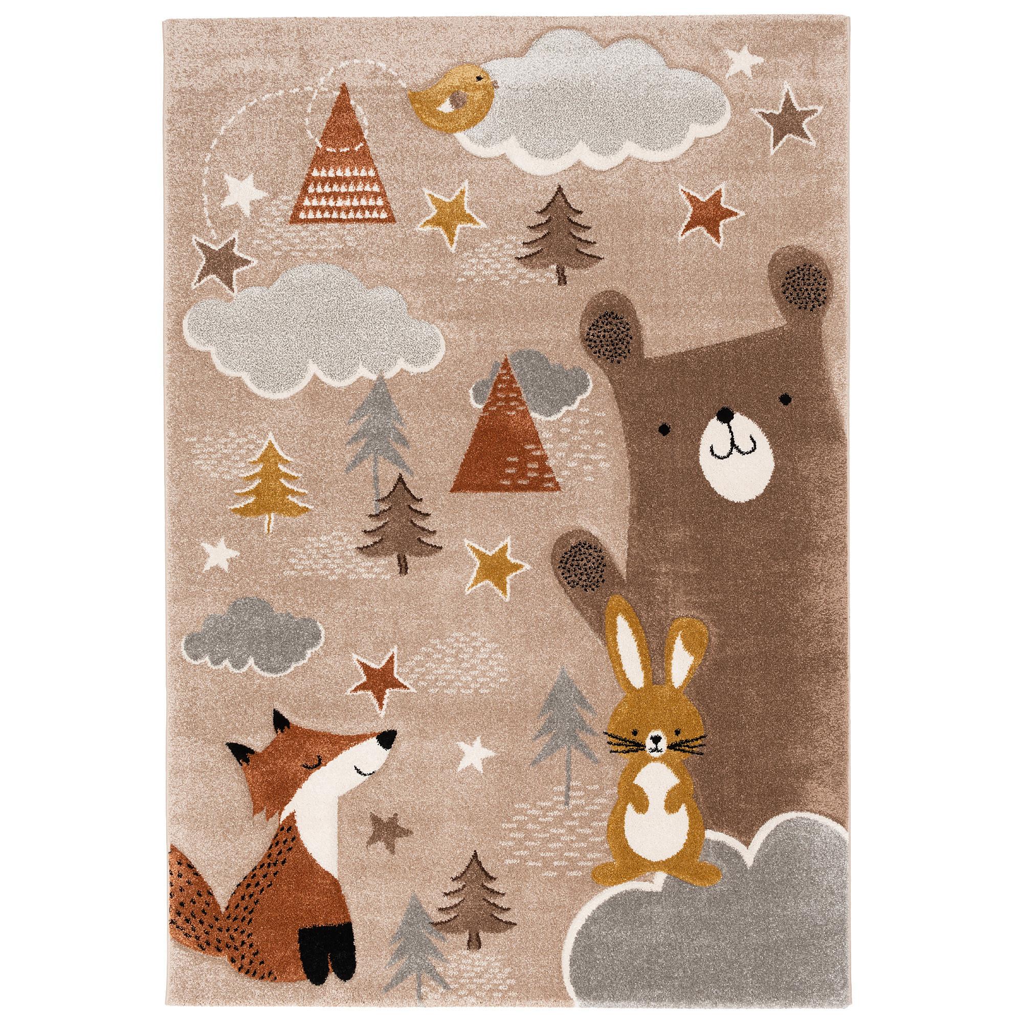 KINDER TEPPICH MAUI KIDS FUCHS UND BÄR - Braun, Textil (120/170cm) - Pergamon