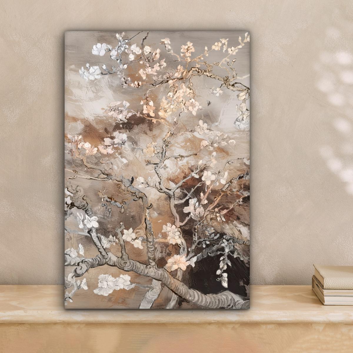 LEINWANDBILD Mandelblüte - Kunst - Van Gogh - Beige - Abstrakt Deko Wohnzimmer 20x30 cm - Braun, Textil (20/30cm) - MuchoWow