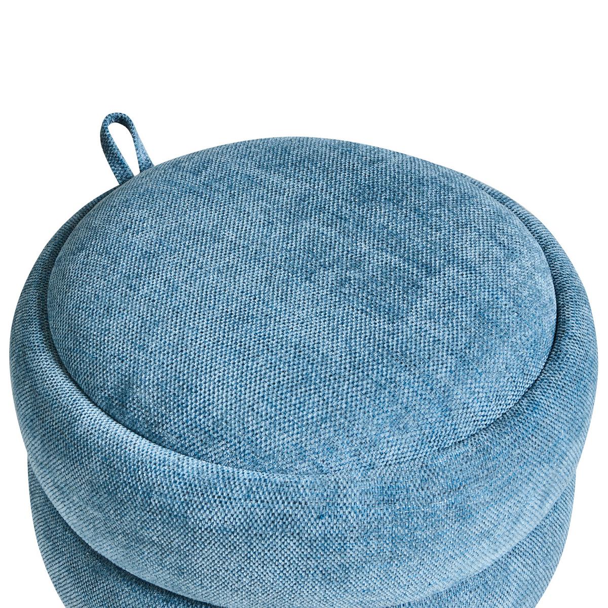 POUF mit Stauraum Chenillegewebe Blau Hawley - Blau, Textil (40/41/40cm) - Beliani
