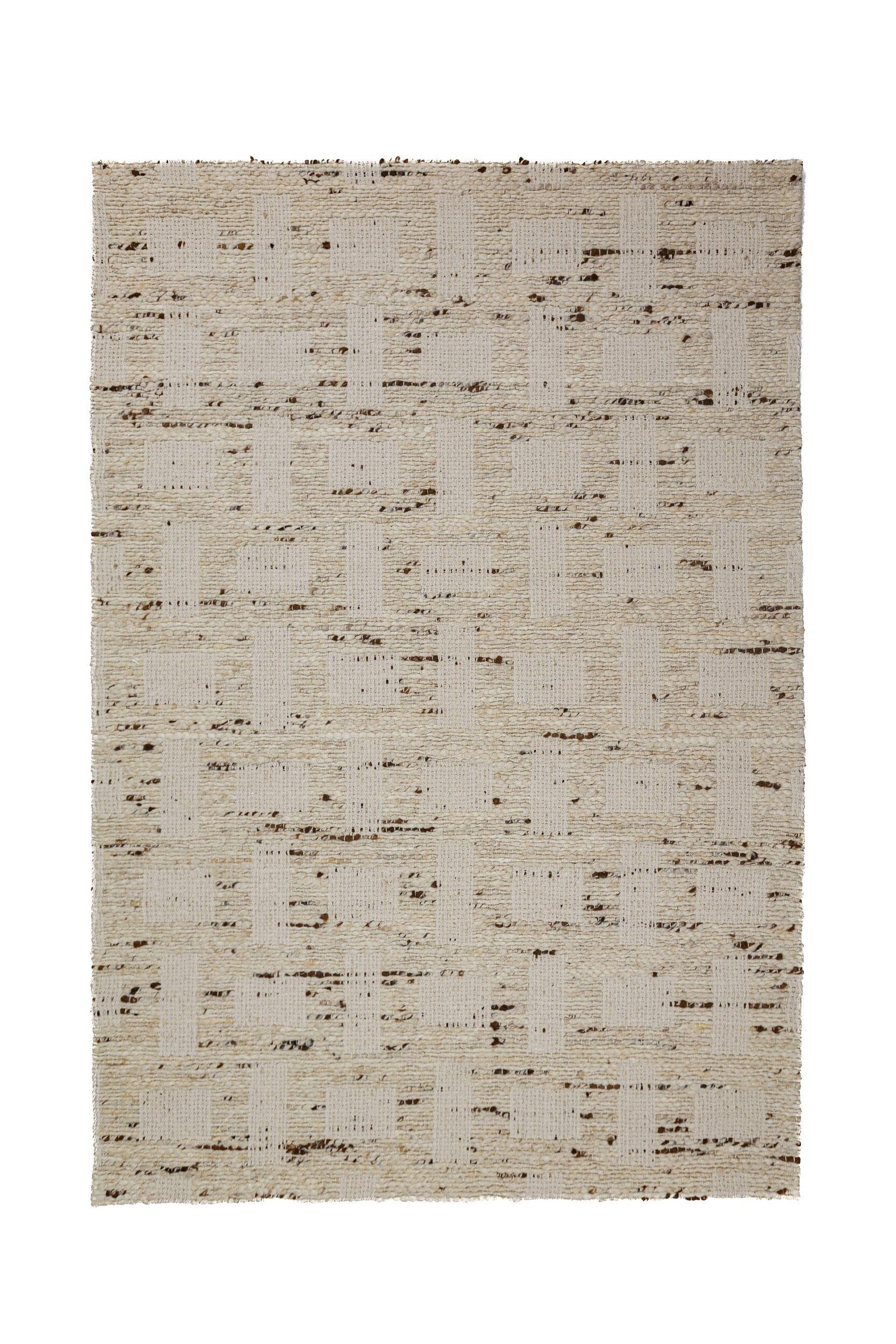 WOLLTEPPICH handgewebt ELIN, geometrisch, Natur, 140 x 200 cm - Beige, Textil (200/140cm) - KADIMA DESIGN