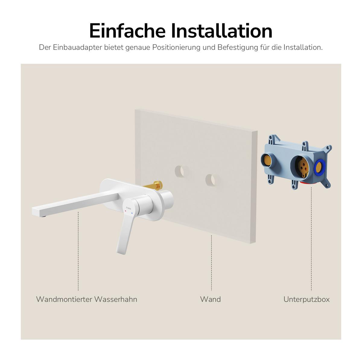 WASCHTISCHARMATUR mit Luftsprudler Messing Weiß 21/21,5 cm - Weiß, Metall (21/7/28.8cm) - EMKE