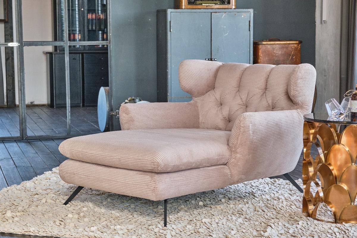 LONGSEAT CHAMRE Taupe Cord - Taupe/Schwarz, Textil/Metall (130/95/160cm) - KAWOLA
