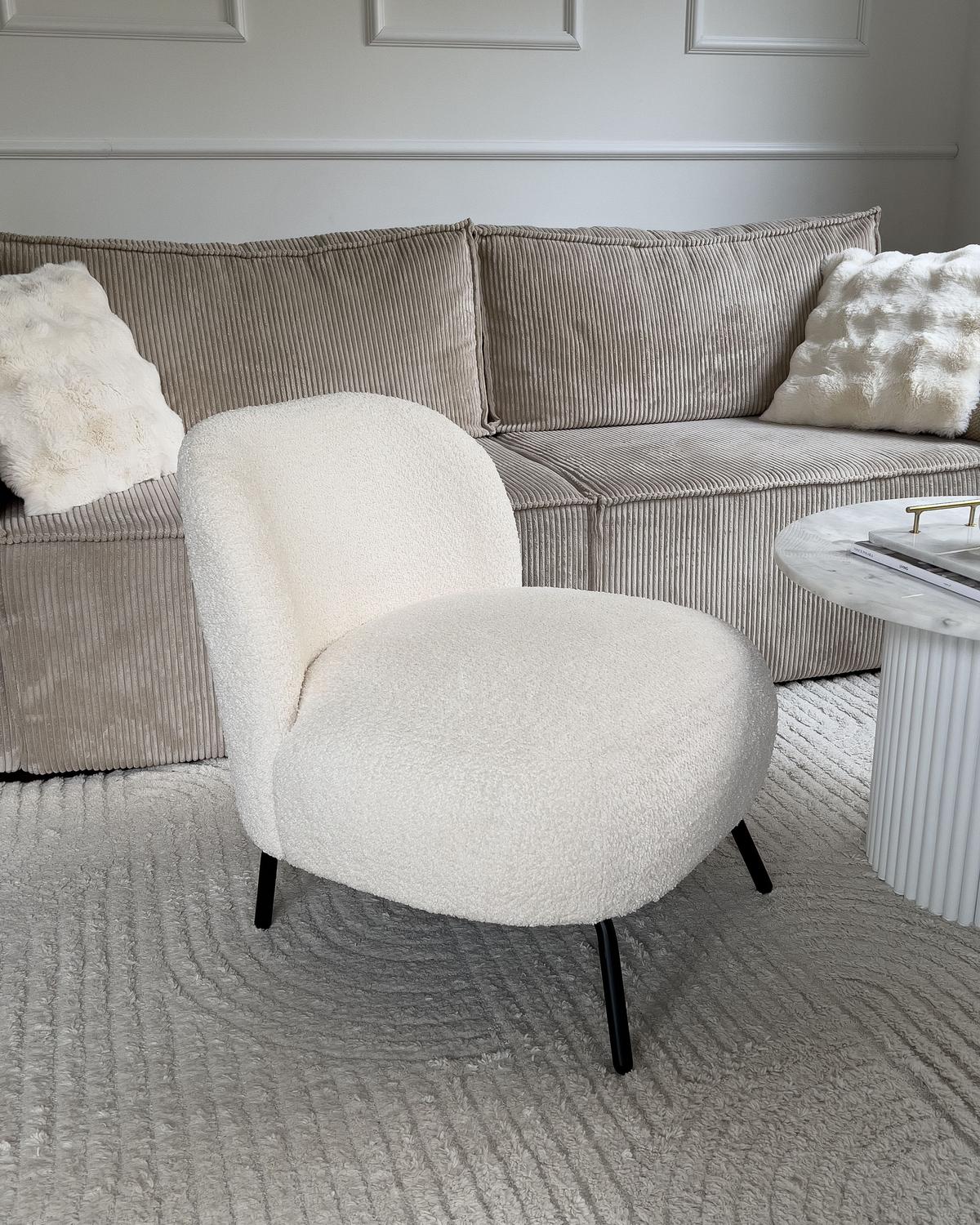 SESSEL Bouclé Cremeweiß Kumla - Weiß, Textil (62/67/70cm) - Beliani