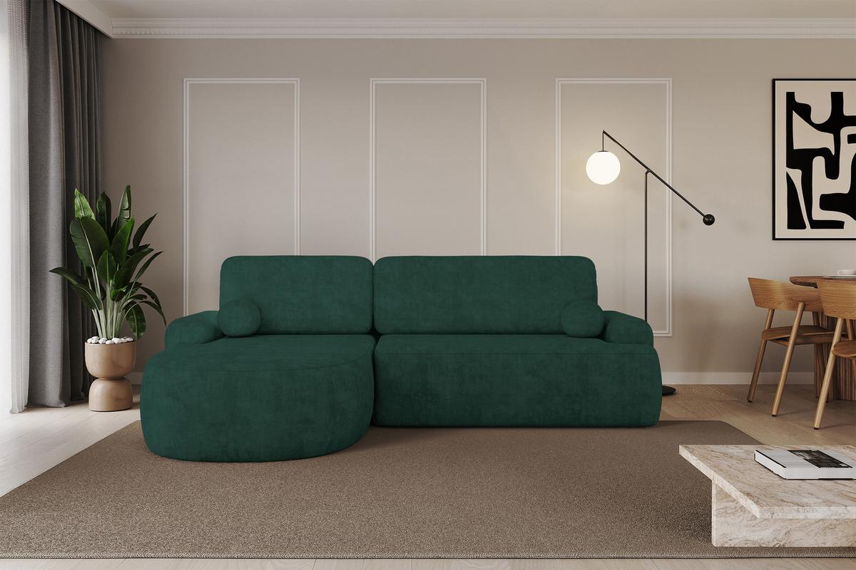 ECKSOFA mit Schlaffunktion und Bettkasten LIRA-L - 264x172x89 Grün - Grün, Holzwerkstoff/Textil (264/172cm) - ALTDECOR