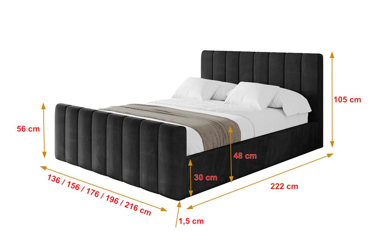 POLSTERBETT mit Bettkasten, Fußteil und Lattenrost, Boxbett mit Matratze H3/H4 - STERA-Z 160x200 Schwarz - Schwarz, Holzwerkstoff/Textil (160/200cm) - ALTDECOR