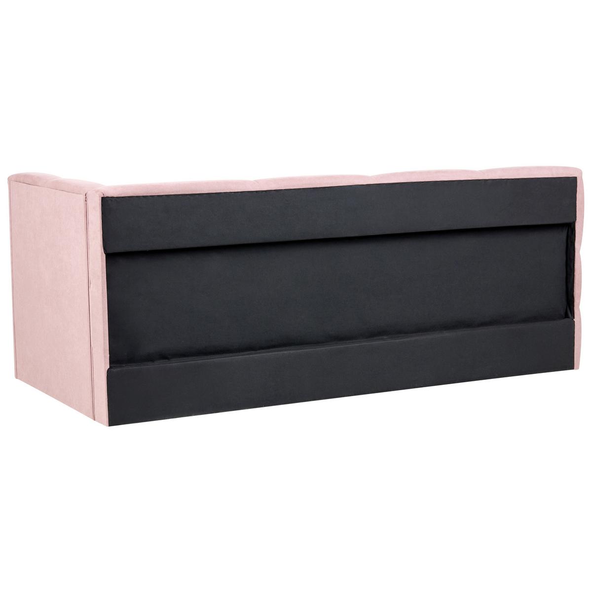TAGESBETT Stoff 90/200 cm mit Stauraum rechtsseitig Rosa Jacou - Pink, Textil (90/200cm) - Beliani