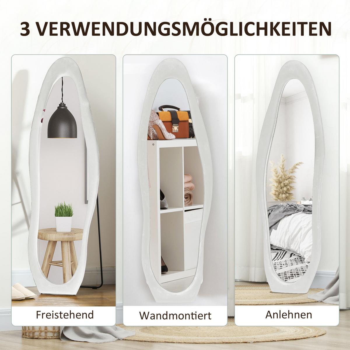 GANZKÖRPERSPIEGEL, 50 x 160 cm - Weiß, Glas (4/160/50cm) - HOMCOM