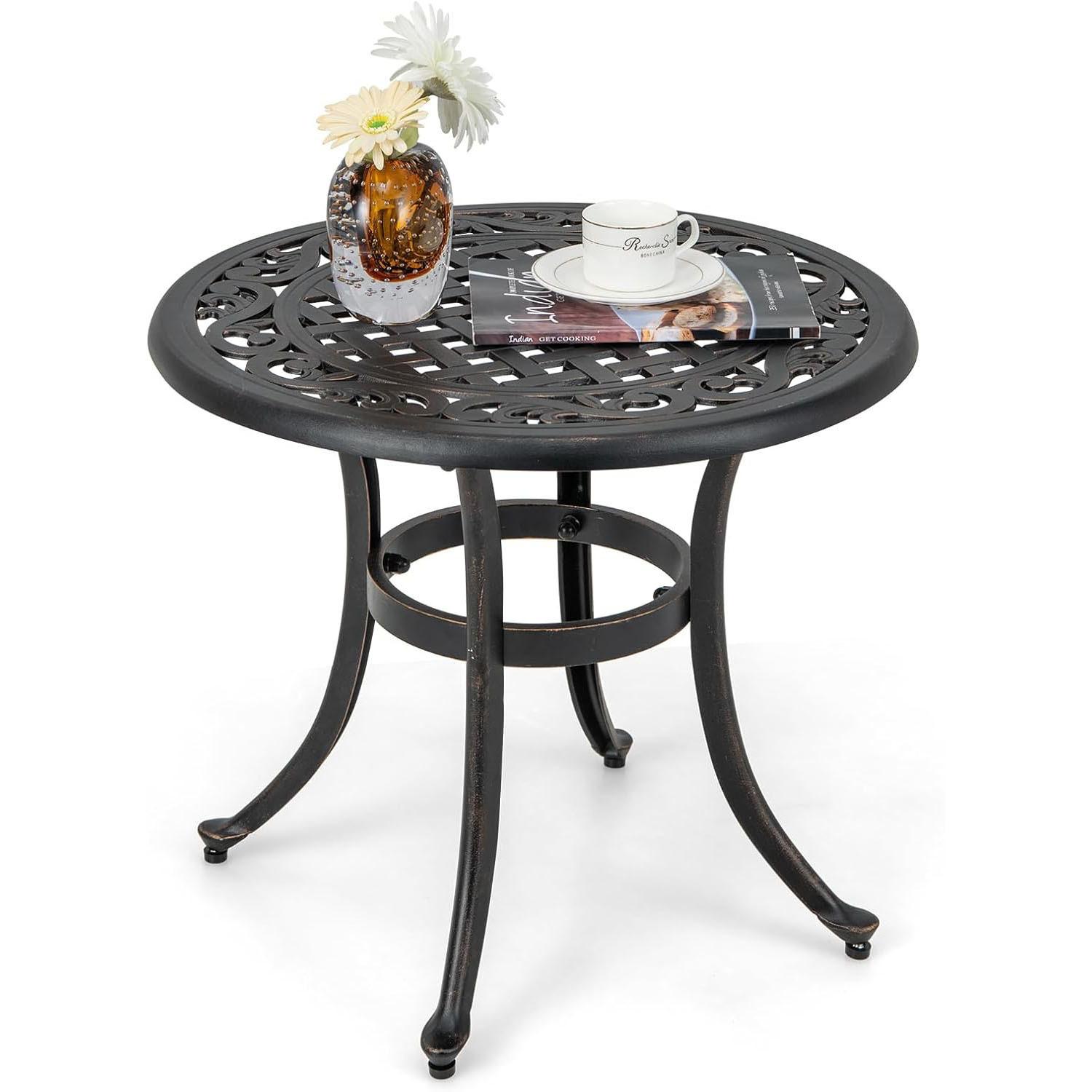 BEISTELLTISCH Antikbraun - Bronzefarben, Metall (60/60/53cm) - COSTWAY
