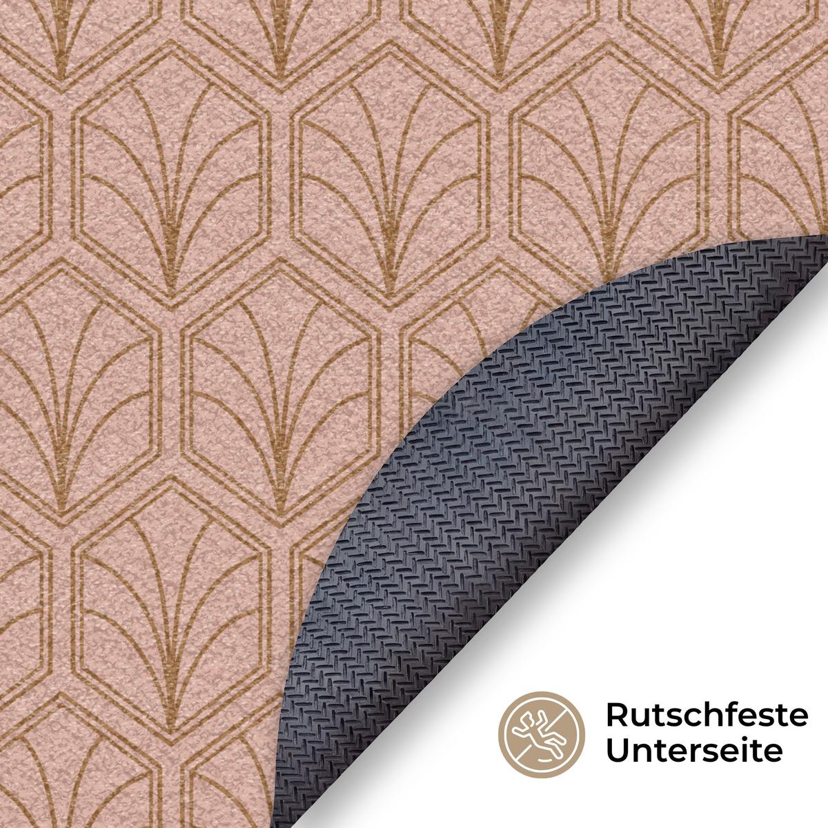 FUSSMATTE Lachsrosa - Muster - Geometrisch Schmutzfangmatte 90x90 cm - Altrosa, Kunststoff (90/0.4cm) - MuchoWow