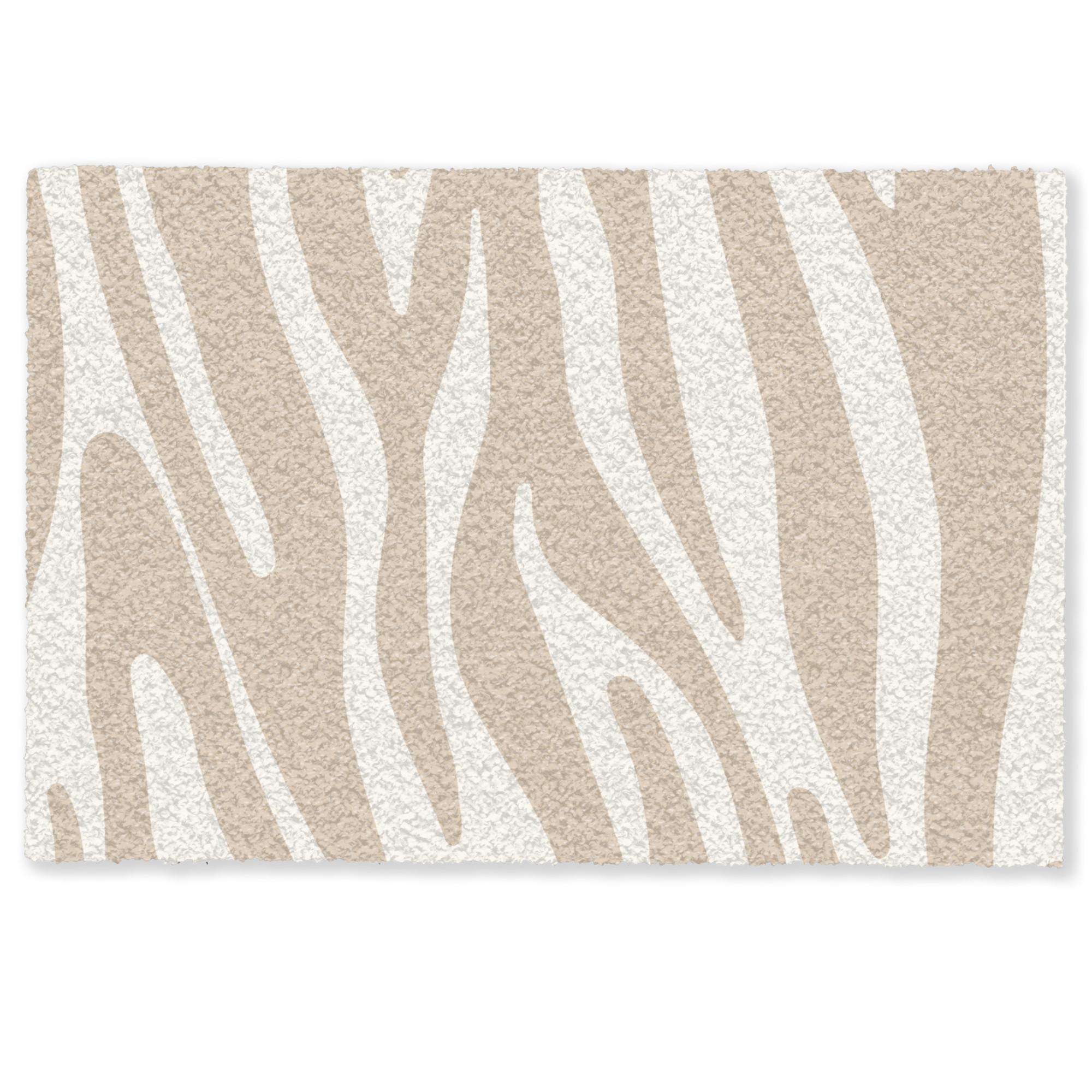FUSSMATTE Zebramuster - Beige - Weiß - Tiermuster Schmutzfänger 90x60 cm - Beige, Kunststoff (90/0.4cm) - MuchoWow