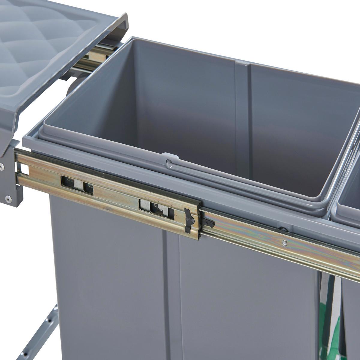 EINBAU-MÜLLEIMER Froland - Grau, Kunststoff/Metall (48/42/26cm) - [en.casa]