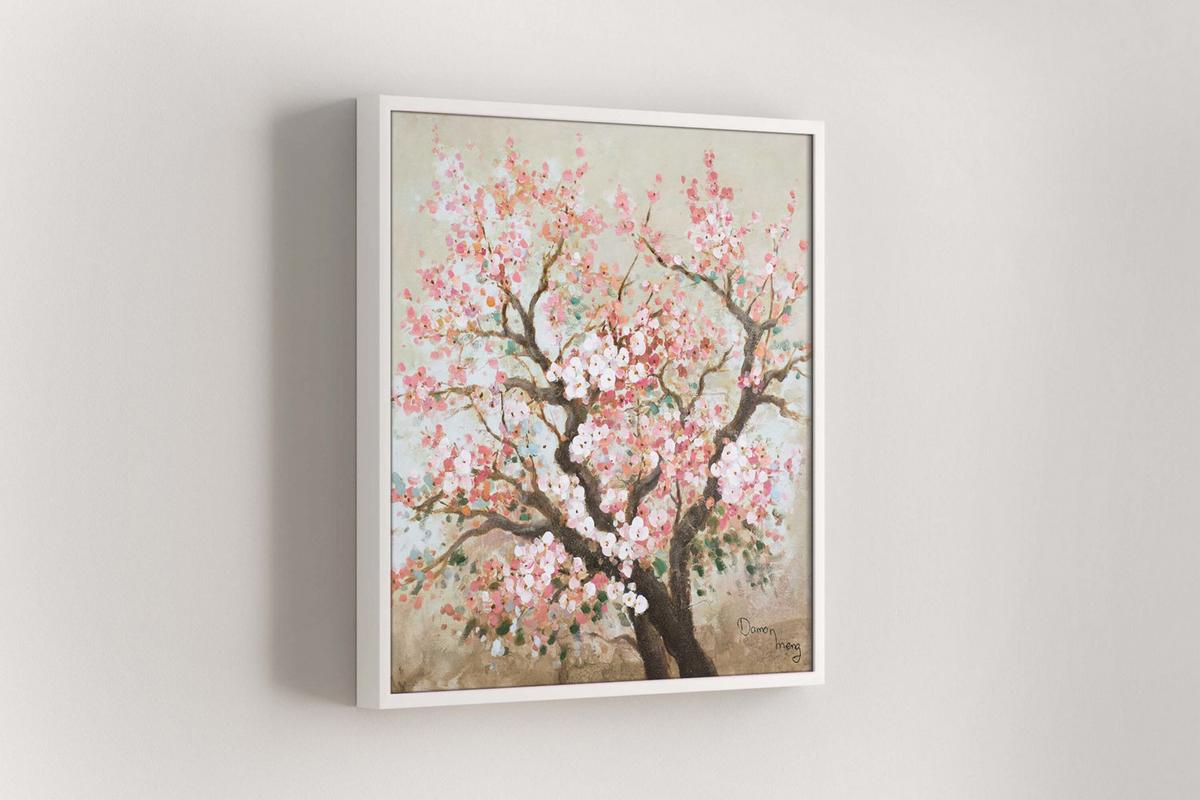 ACRYLBILD HANDGEMALT 80/80 cm - Pink/Braun, Holz/Textil (80/80cm) - KUNSTLOFT