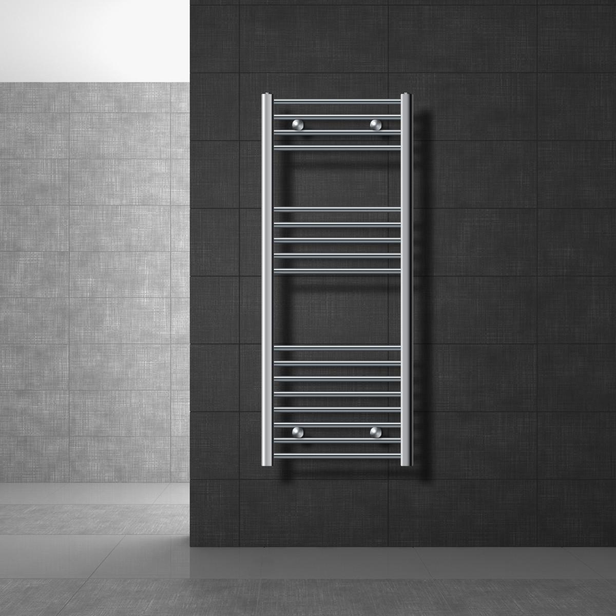 BADHEIZKÖRPER elektrisch Sahara 500x1200 mm Chrome gebogen mit Heizstab 1200W Digital - Chromfarben, Metall (50/120/3cm) - LuxeBath
