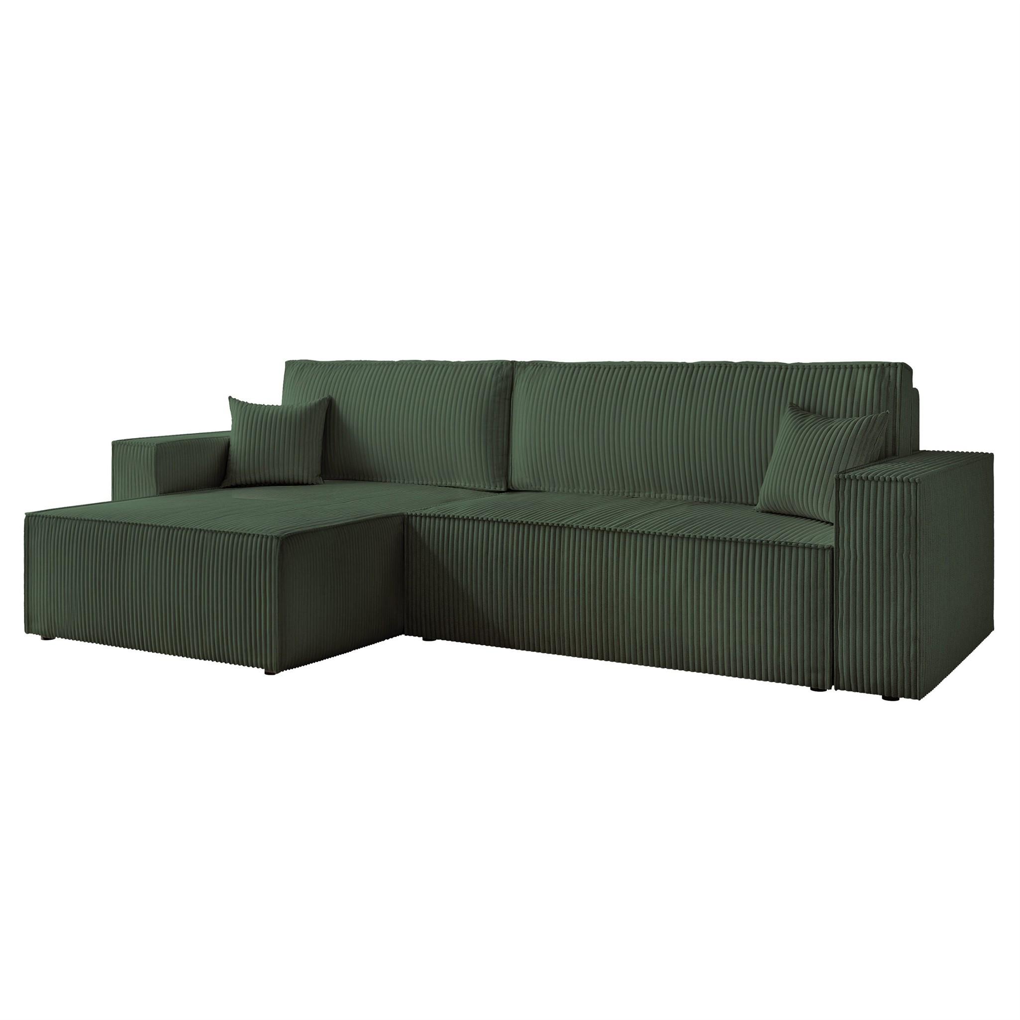 ECKSOFA Adara Max Mit Schlaffunktion - Grün, Holzwerkstoff/Textil (276/145cm) - Fun Möbel