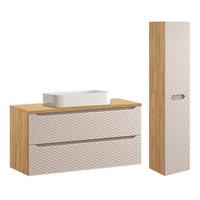 BADMÖBEL 120cm Elora 2er-Set Beige und Holz - Braun, Holzwerkstoff (120/59/46cm) - Petits-meubles