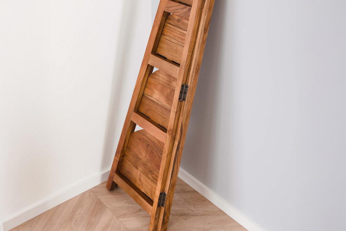 ECKREGAL TAVIRA Braun Akazie - Sandfarben, Holz (64/148/44cm) - KAWOLA