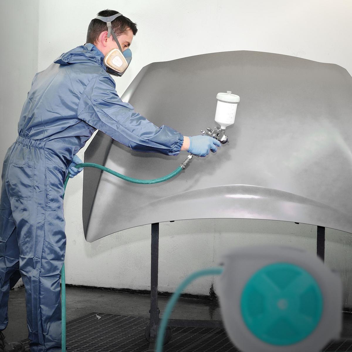 DRUCKLUFTSCHLAUCHTROMMEL 15m+1,5m - Grau, Kunststoff (16.5/32/45cm) - ECD-Germany