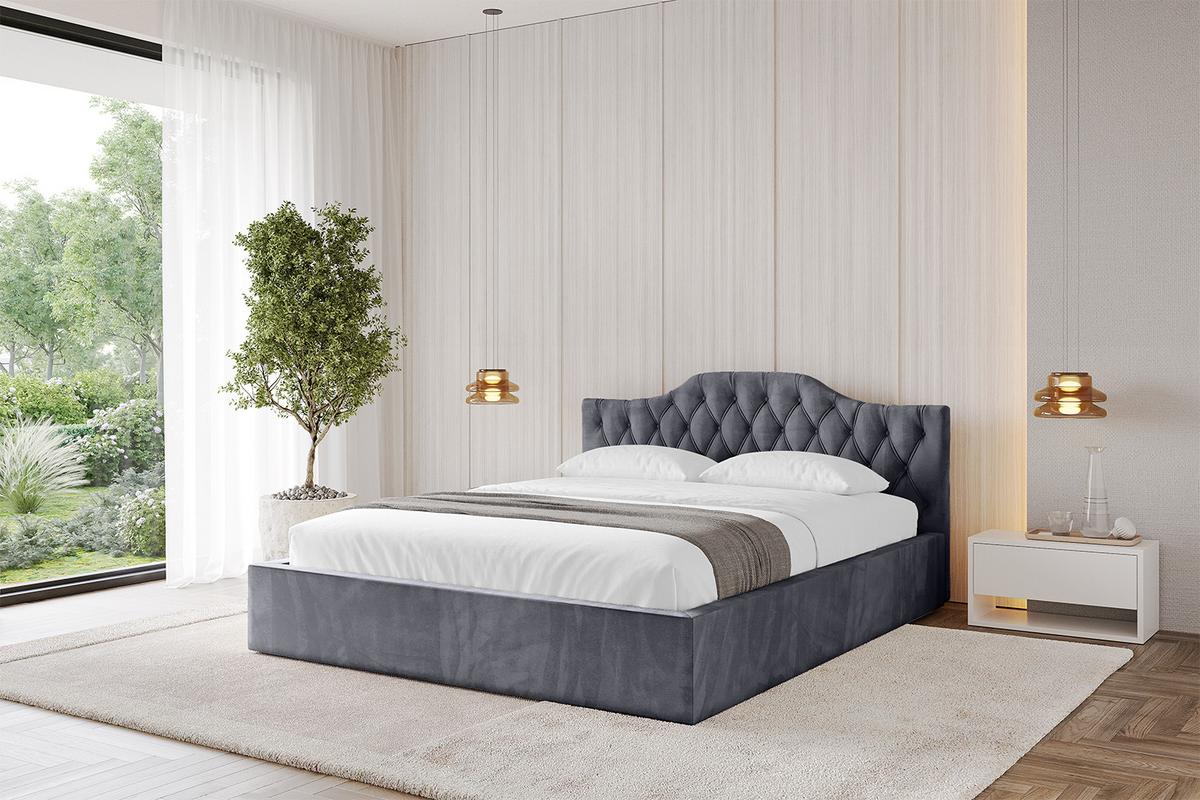 POLSTERBETT mit Bettkasten und Lattenrost, Boxbett ohne Matratze - FALIO-V1 120x200 Dunkelgrau - Dunkelgrau, Holzwerkstoff/Textil (120/200cm) - ALTDECOR