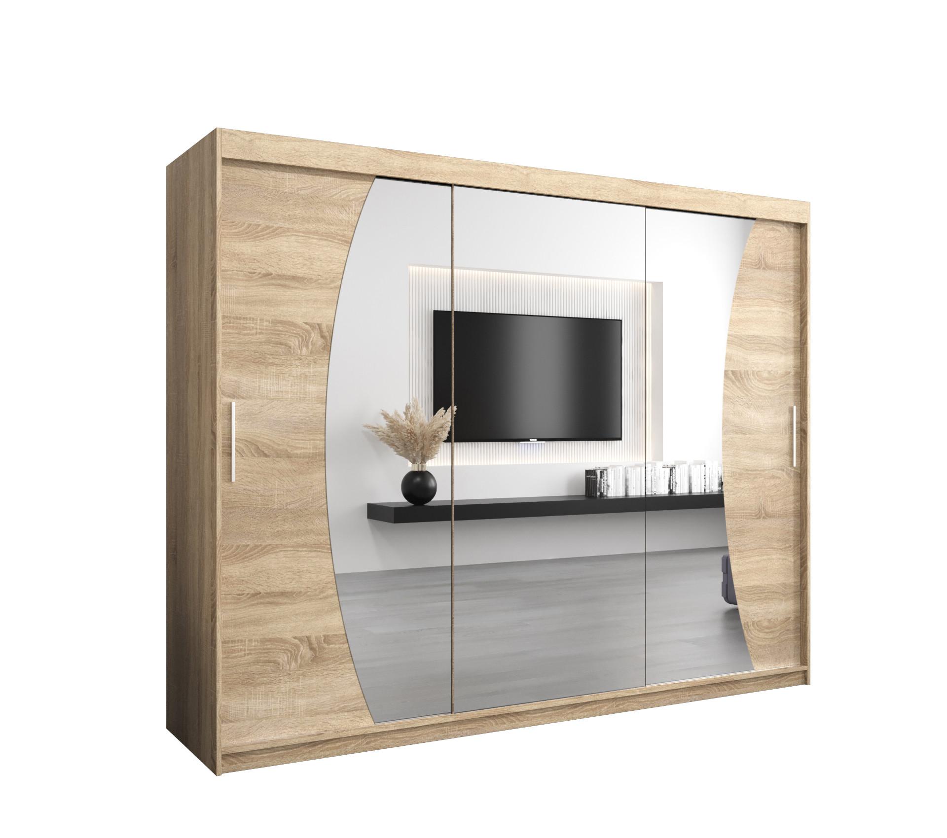 SCHWEBETÜRENSCHRANK 200/250/62 3-türig - Silberfarben/Sonoma Eiche, Holz/Kunststoff (250/200/62cm) - MÖBEL KRYSPOL