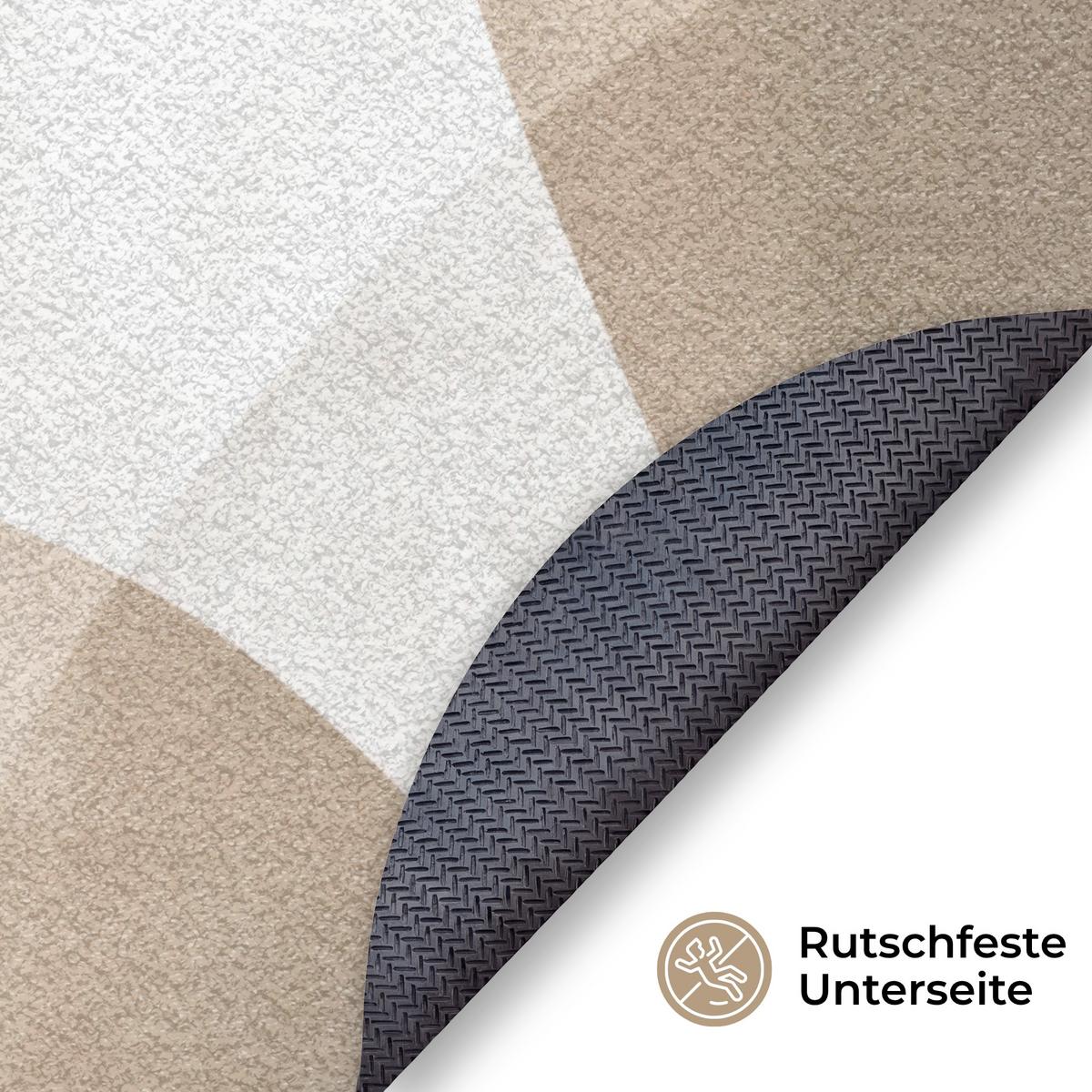 FUSSMATTE Glatte Oberflächen - Harmonisch - Wellenförmig Schmutzfangmatte 120x120 cm - Beige, Kunststoff (120/0.4cm) - MuchoWow
