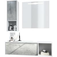 BADMÖBELSET La Costa Fronten in Beton Oxid Optik - Hellgrau, Holzwerkstoff (126.5/190/46cm) - Vladon