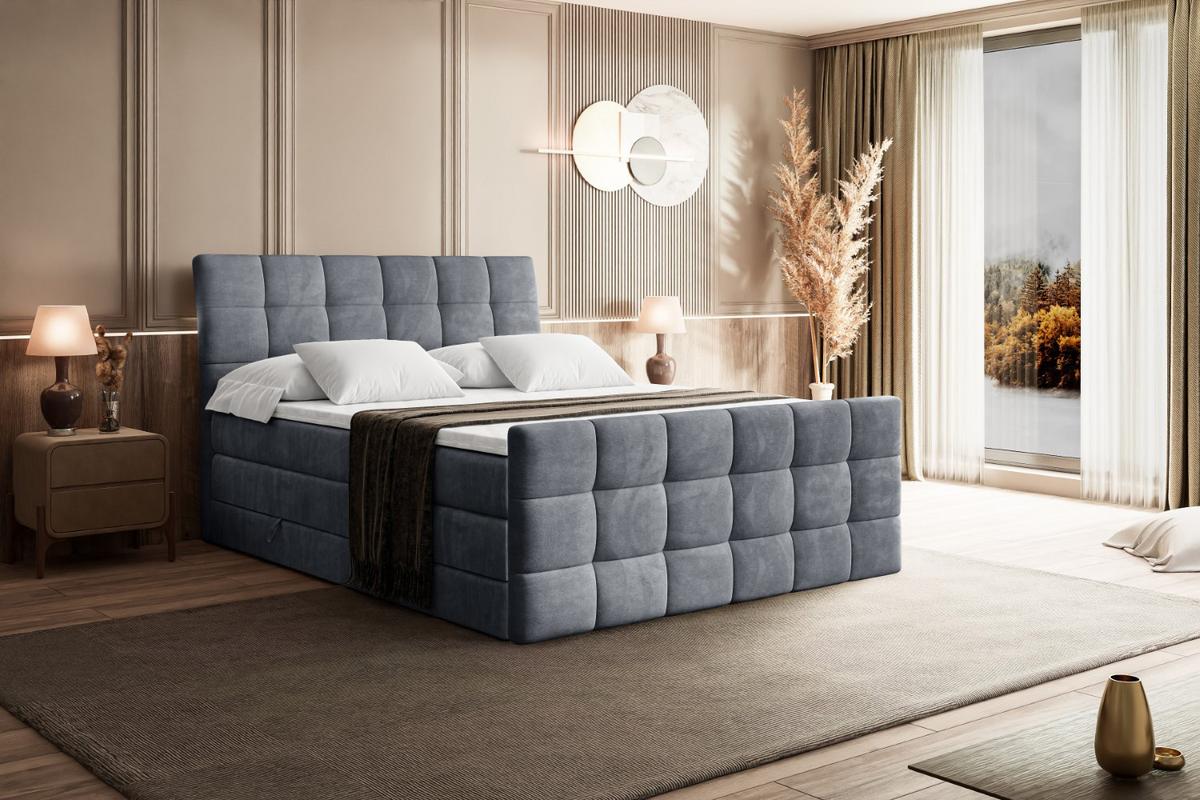BOXSPRINGBETT BRUGO-Z KING - 140 x 200 - H3/H4 - Grau - Grau, Holzwerkstoff (140/200cm) - ALTDECOR