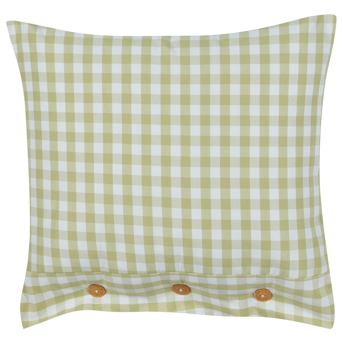 DEKOKISSEN 2er-Set Olivgrün 45/45 cm Talya - Weiß/Braun, Textil (45/45cm) - Beliani