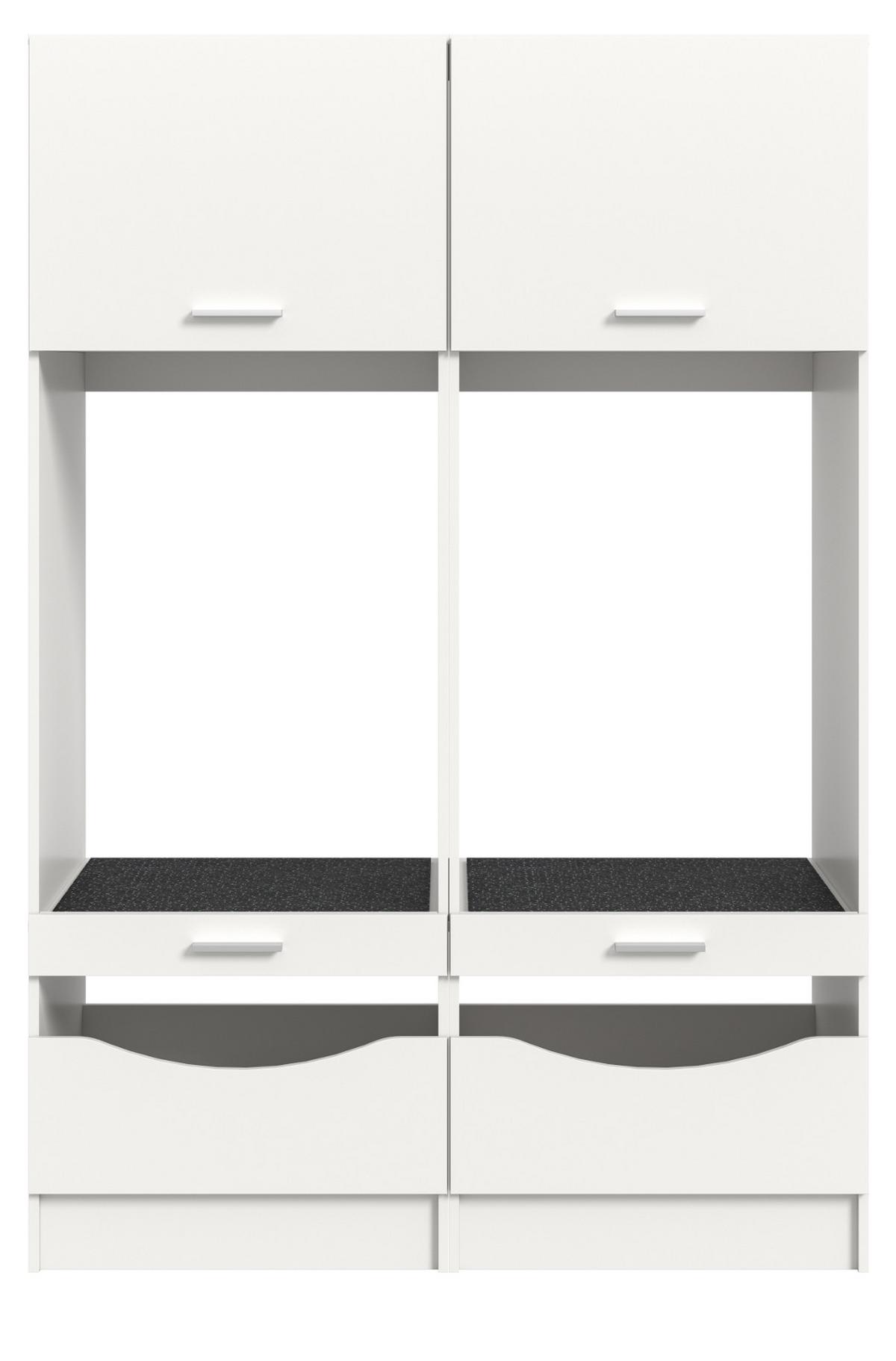 WASCHMASCHINENSCHRANK weiß Set 2-teilig 132 cm, Waschmaschinenumbau mit viel Stauraum - Silberfarben/Weiß, Glas/Holzwerkstoff (132/195/68cm) - Inn.Furn