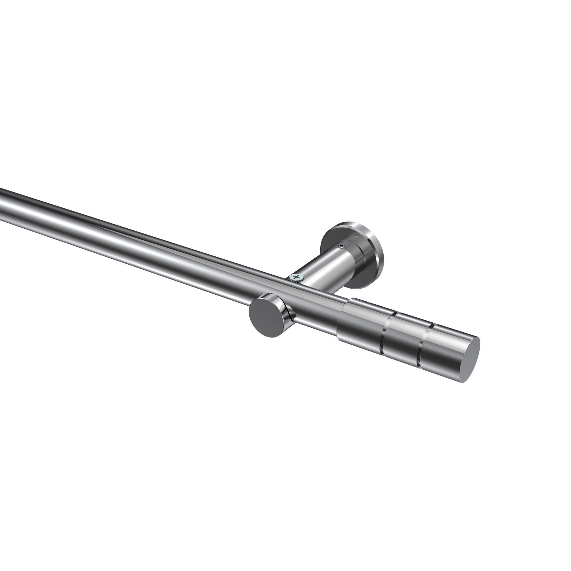 GARDINENSTANGE Platon Elanto 540 cm (geteilt in 3 x 180 cm), 1-läufig (ohne Ringe), 20 mm Ø Chrom - Chromfarben, Metall (540cm) - INTERDECO