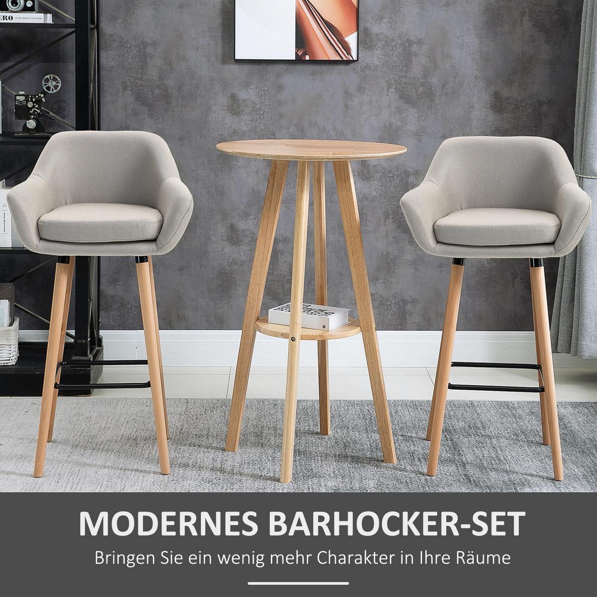 BARHOCKER, Buchenholzbeine, Metall Beige - Beige, Holz (48/100/55cm) - HOMCOM