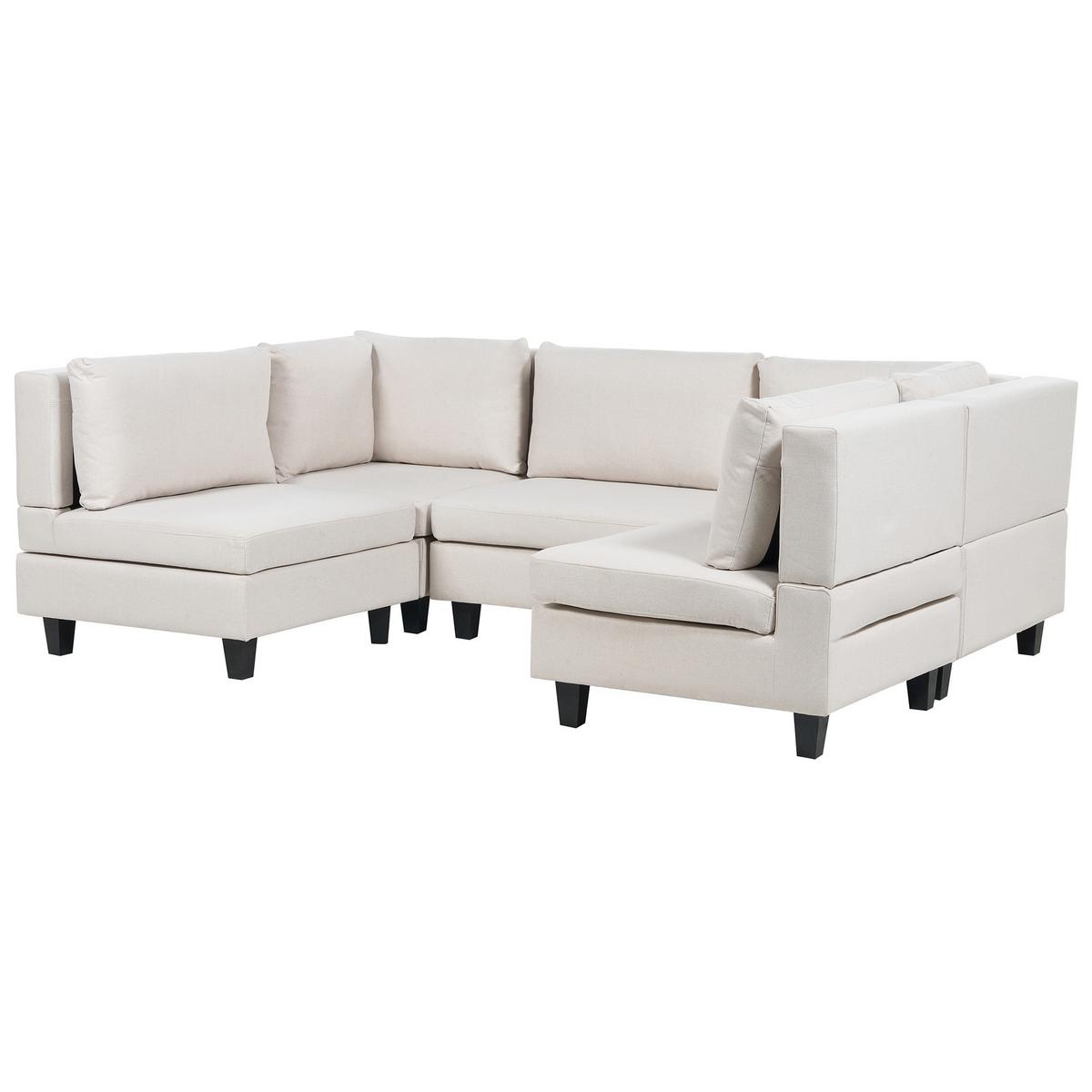 5-SITZER-MODULSOFA U-förmiges Hellbeige Stoff Unstad - Beige, Textil (228/72/76cm) - Beliani