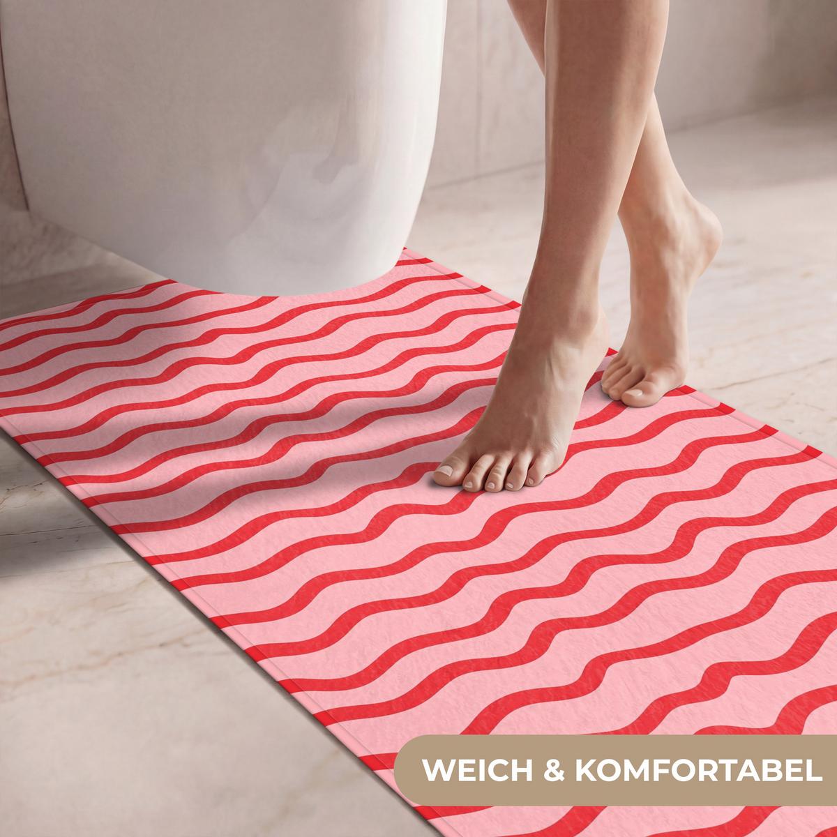 WC-VORLEGER Verspielt - Muster - Rot Toilettenvorleger 60x120 cm - Rosa, Textil (60/1cm) - OnlyWow