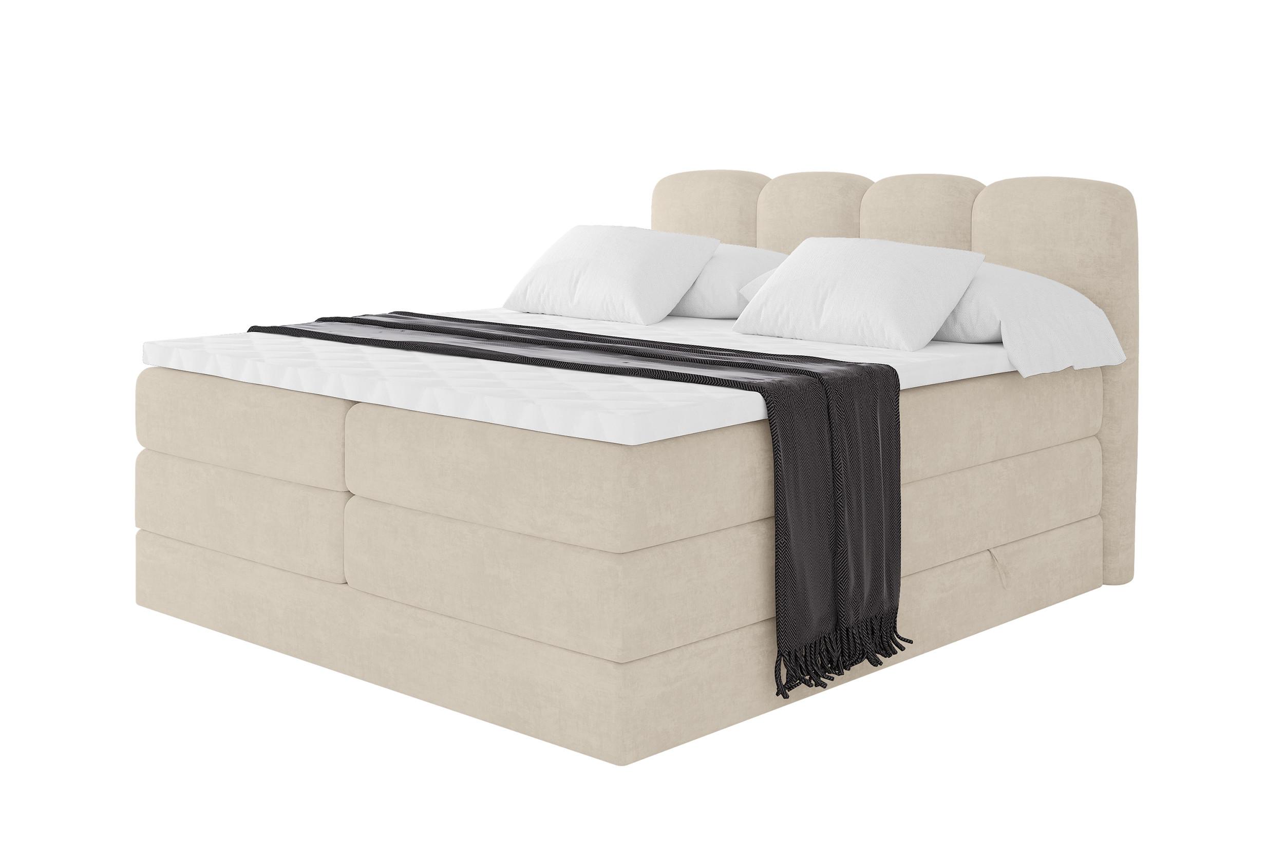 BOXBETT mit Matratze H3|H4 - NINA KING - 140x200 cm - Beige - Sahara, Holzwerkstoff (140/200cm) - ALTDECOR