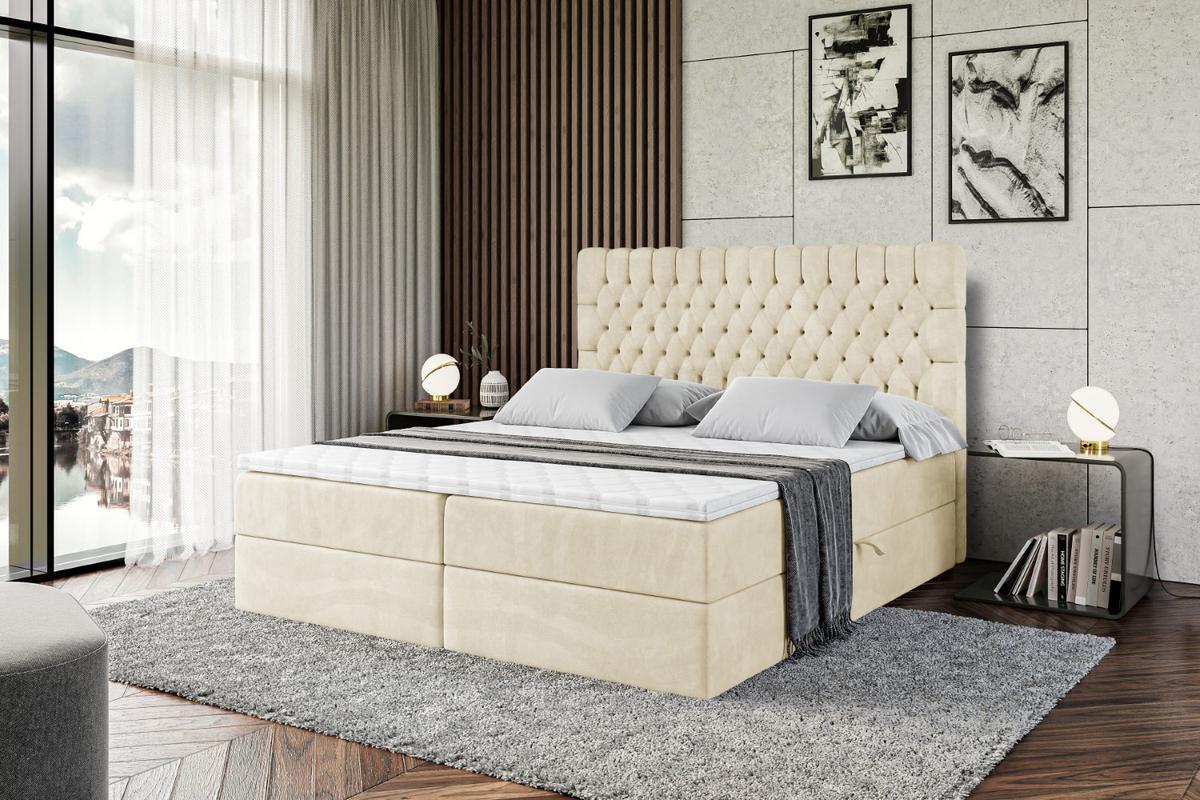 BOXBETT mit Matratze H3 und Lattenrost - SERENE - 140x200 Beige - Beige, Holzwerkstoff (140/200cm) - ALTDECOR