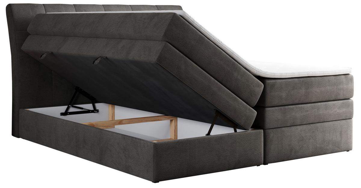 BOXSPRINGBETT GOLD-10 KING 160/200 Dunkelgrau Velvet - H3 - Dunkelgrau, Holz/Textil (160/200cm) - MKS