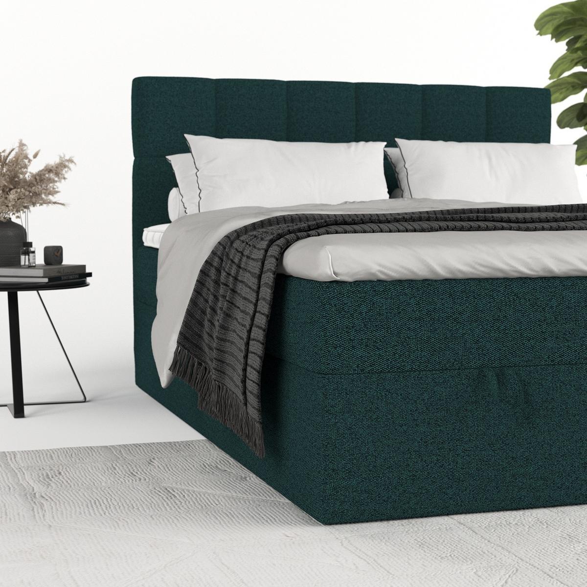 BOXBETT Savio 180/200 cm Grün im Riva Stoff - Schwarz/Grün, Holz/Holzwerkstoff (180/200cm) - AltaBeds