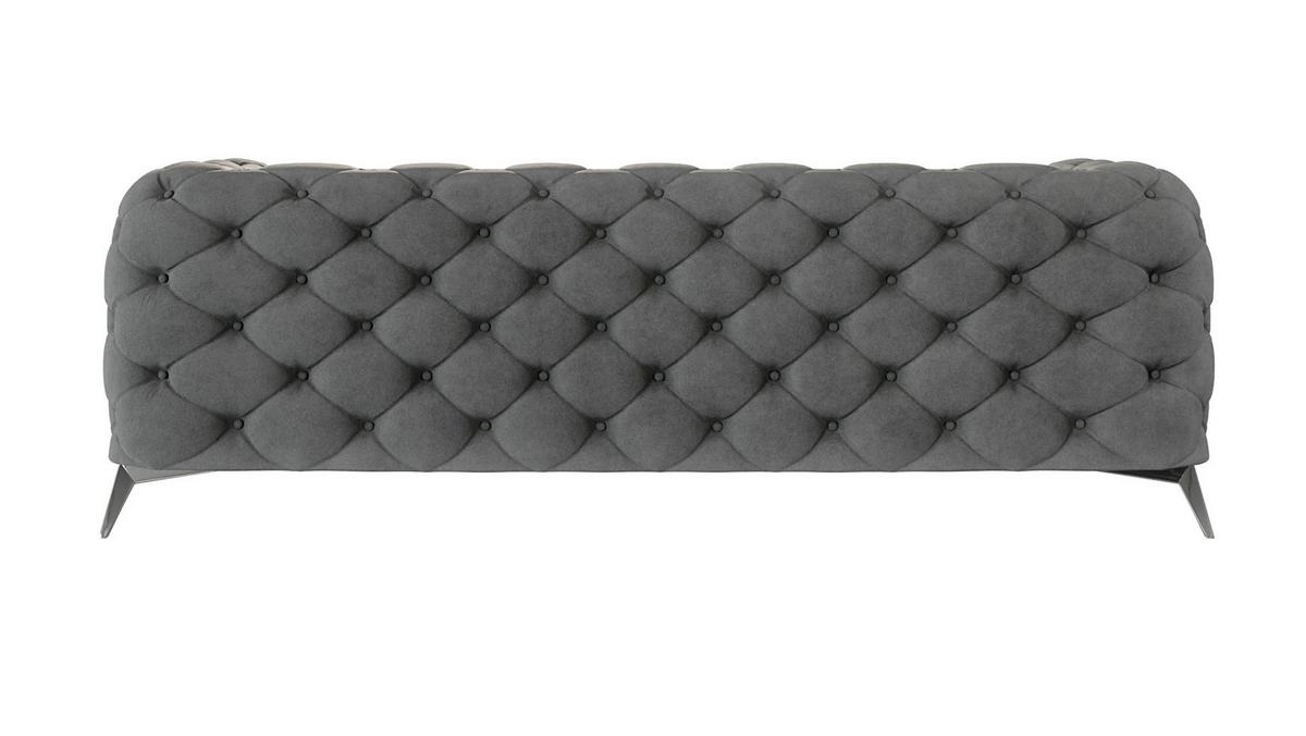 CHESTERFIELD-SOFA 3-Sitzer Laura Grau Samt - Silberfarben/Grau, Holz/Textil (225/75/100cm) - S-Style Möbel