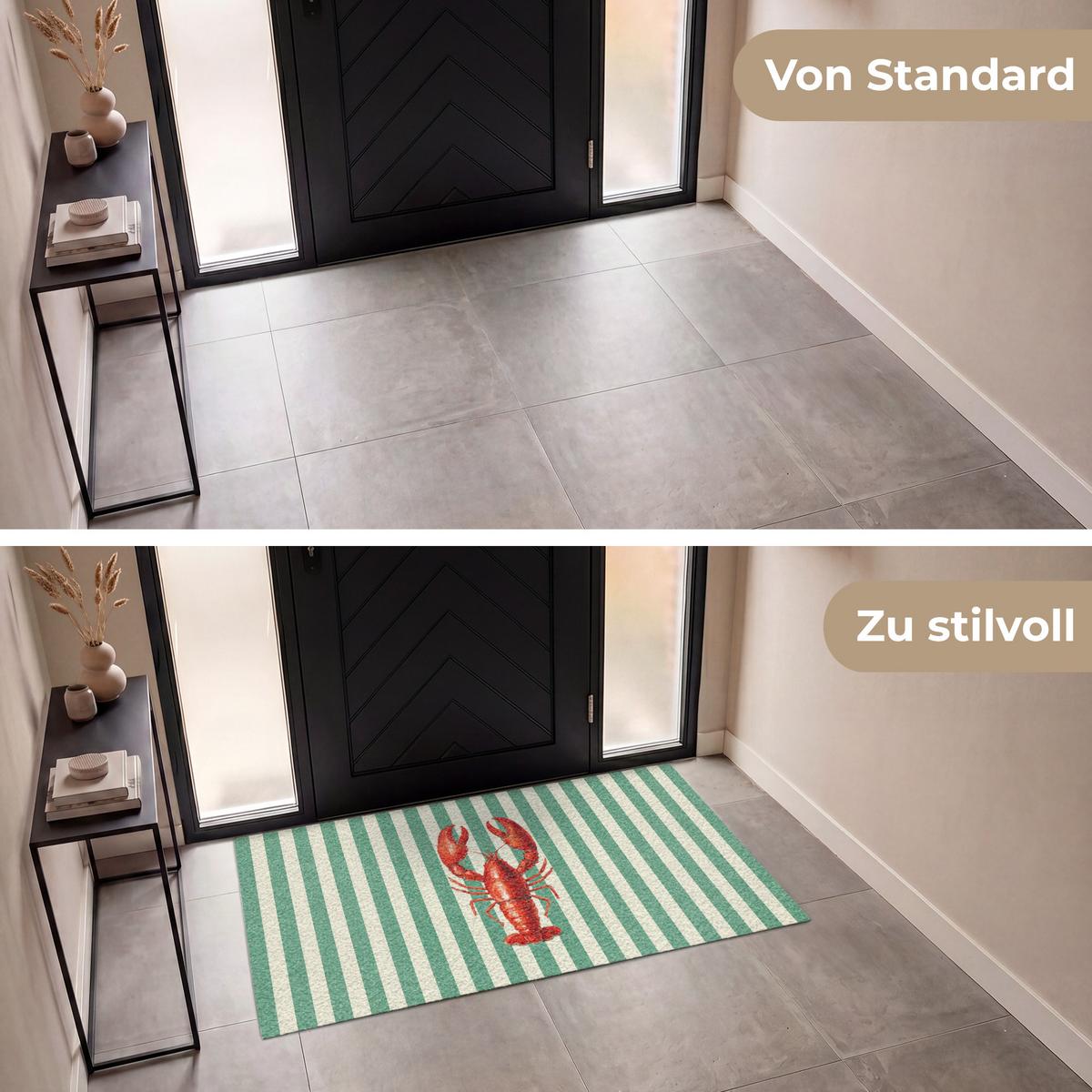 FUSSMATTE Krebs - Streifen - Realistisch - Sommerlich Schmutzmatte 150x90 cm - Multicolor, Kunststoff (150/0.4cm) - MuchoWow