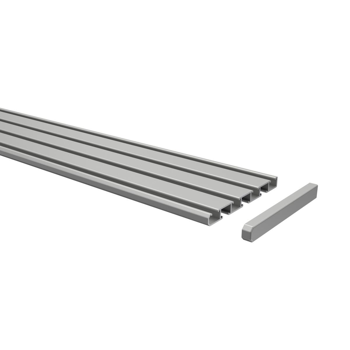 GARDINENSCHIENE Slimline 120 cm, 3-/4-läufig Silbergrau - Silberfarben/Alufarben, Metall (8.6/1.1/120cm) - INTERDECO