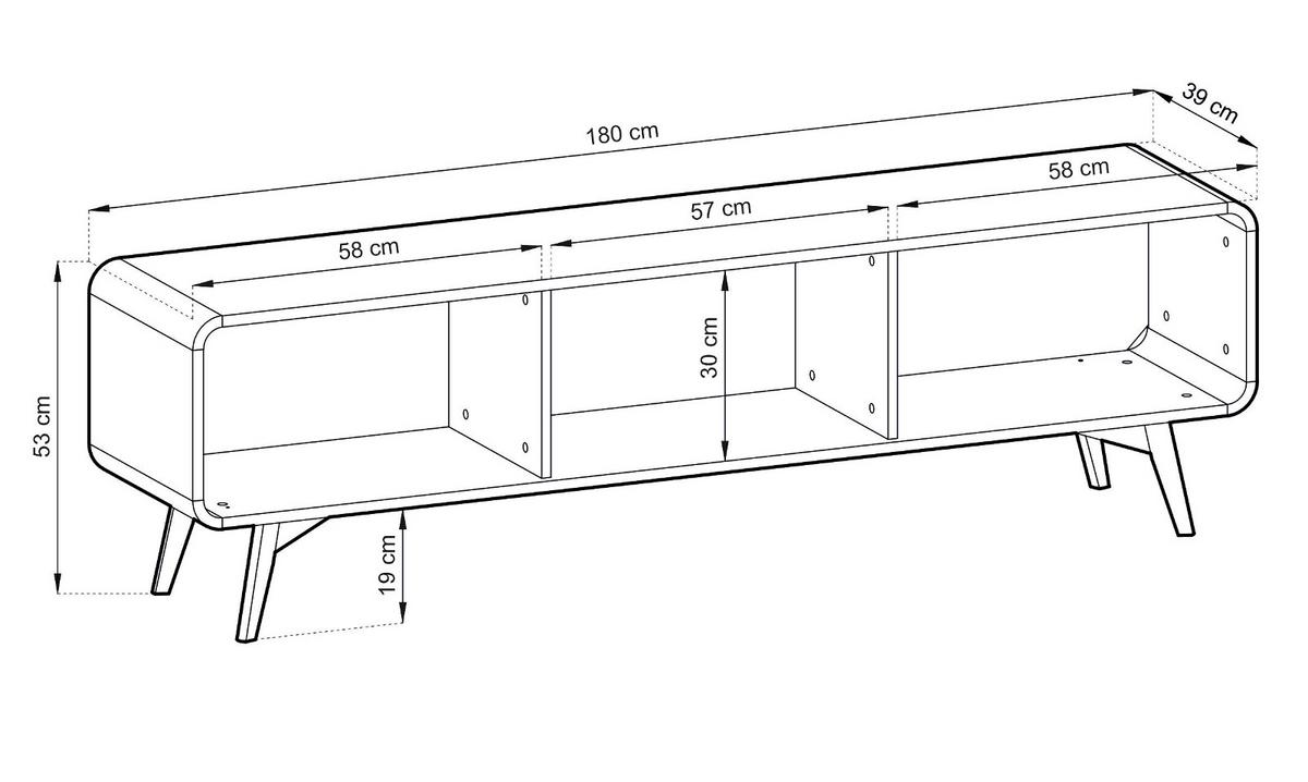 TV-LOWBOARD Eiche natur skandinavisch 180 cm, TV Unterteil mit Push-to-Open - Eichefarben, Holz/Holzwerkstoff (180/53/39cm) - Furn.Design