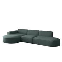 ECKSOFA Ottomane Palma Opera Velvet - Smaragdgrün, Holzwerkstoff/Textil (296/165cm) - Fun Möbel