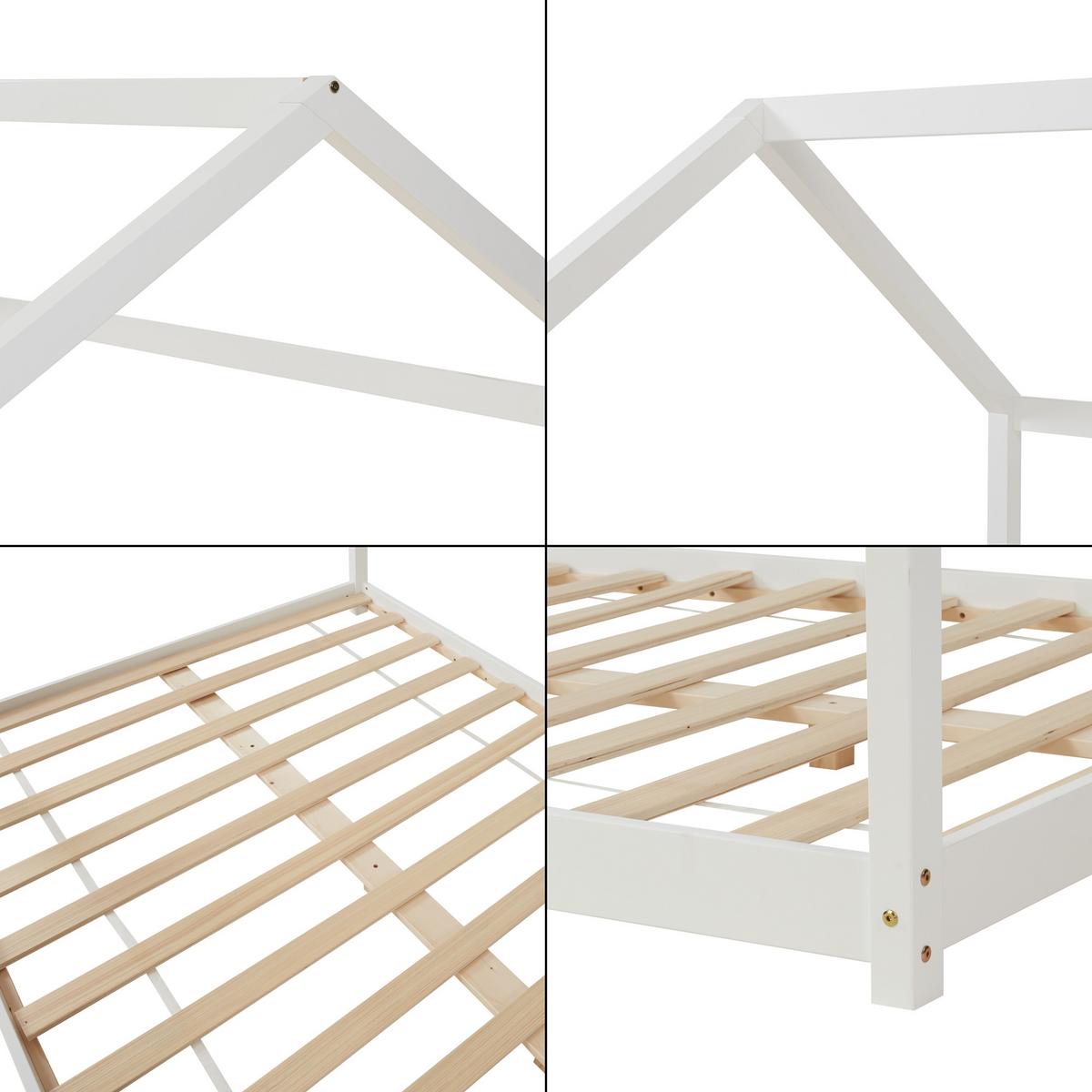 HAUSBETT Cerro - Weiß, Holz (140/200cm) - [en.casa]