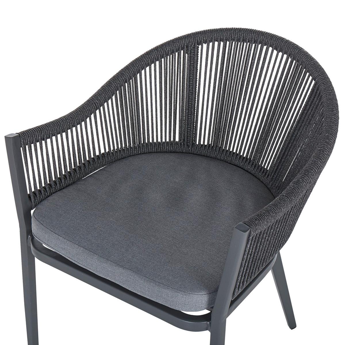 GARTENSTUHL 2er-Set Aluminium dunkelgrau Mileto - Dunkelgrau, Metall (55/77/46cm) - Beliani